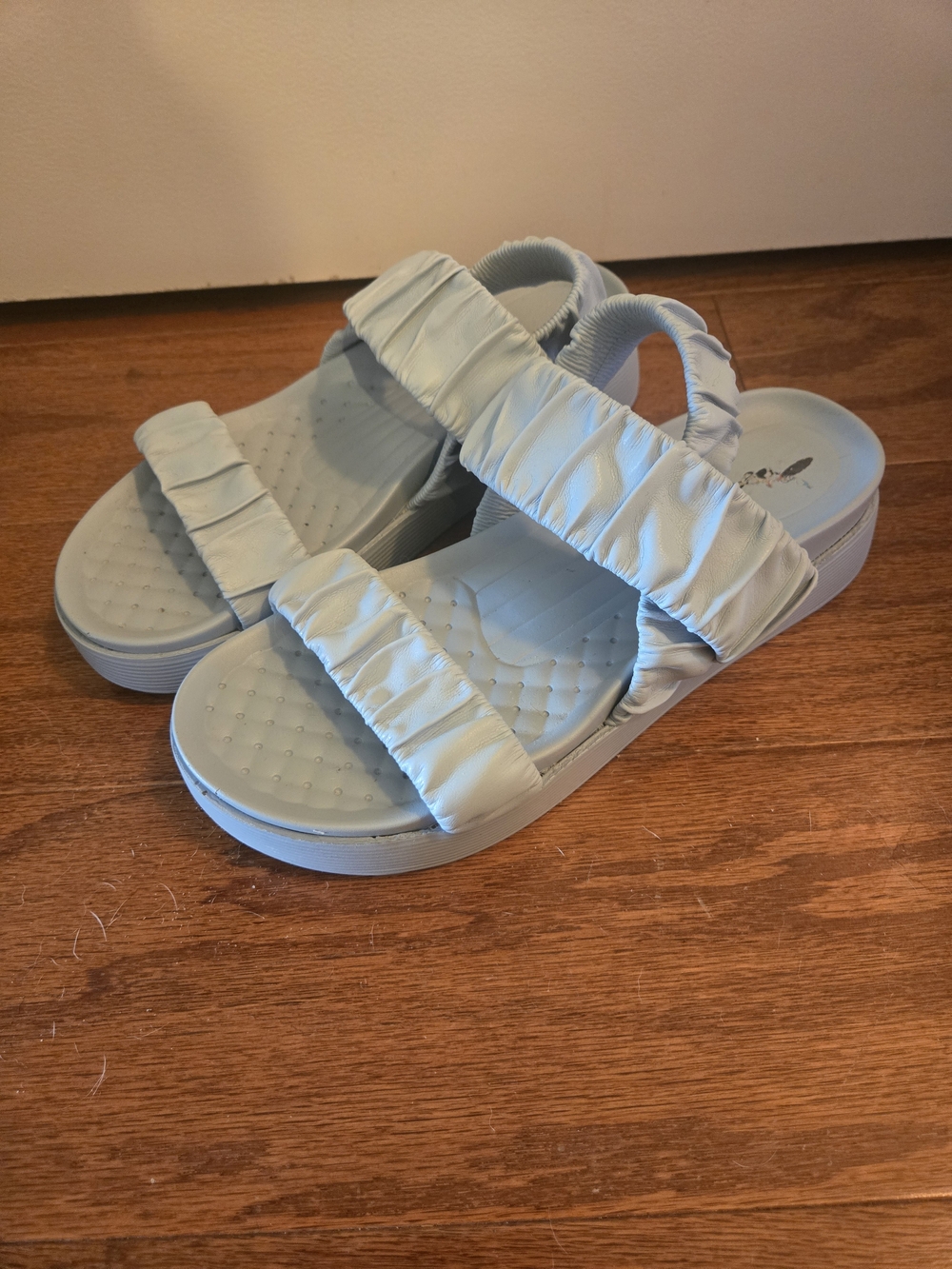 Light Blue Quilted Strap Platform Sandals